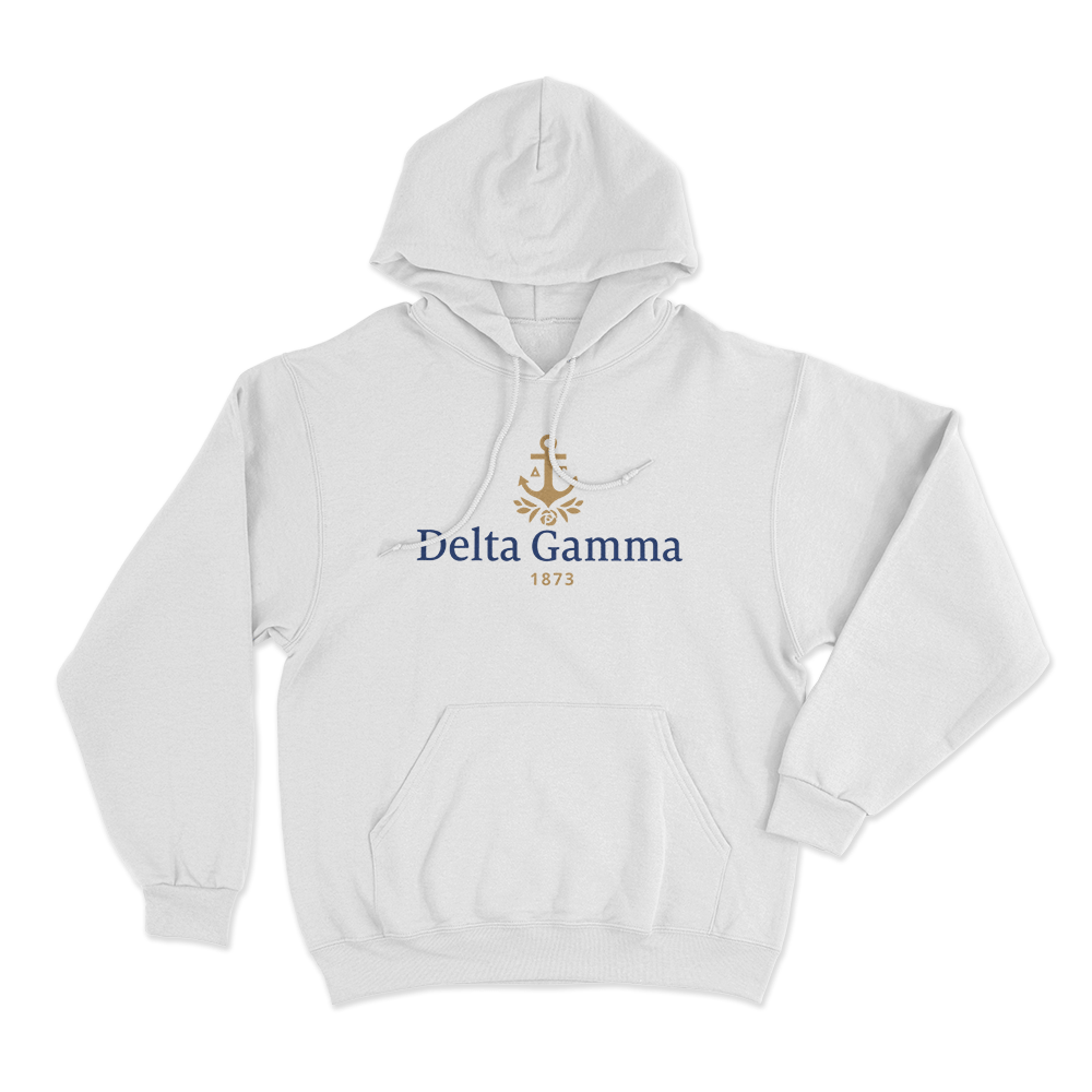 Delta Gamma 1873 Anchor Unisex Hoodie White Delta Gamma 1873 Anchor Unisex Hoodie White