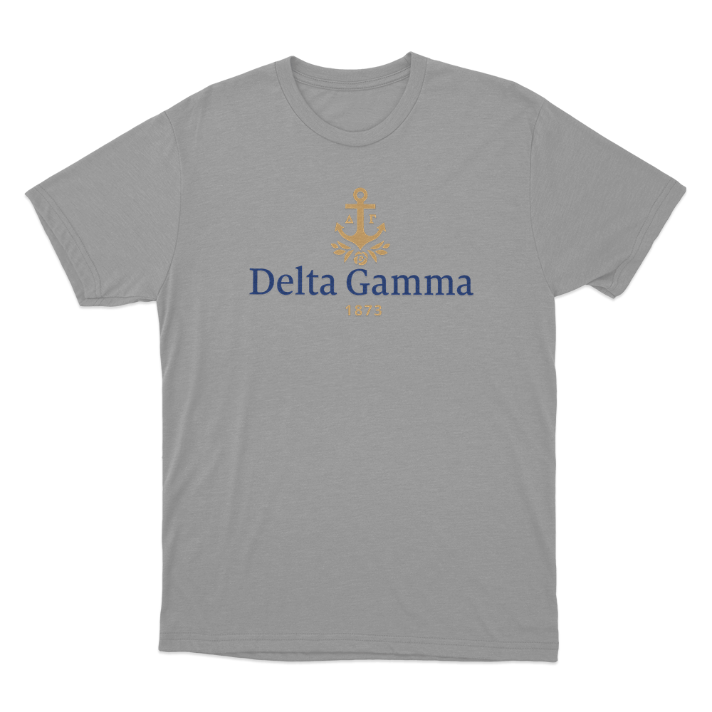 Delta Gamma 1873 Anchor Unisex T Shirt Grey Delta Gamma 1873 Anchor Unisex T Shirt Grey