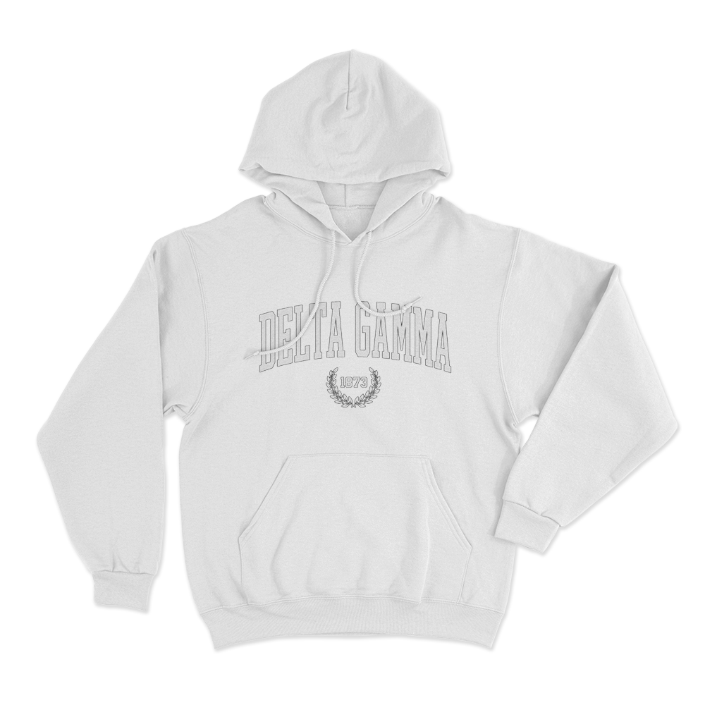 Delta Gamma 1873 Collegiate Unisex Hoodie White Delta Gamma 1873 Collegiate Unisex Hoodie White