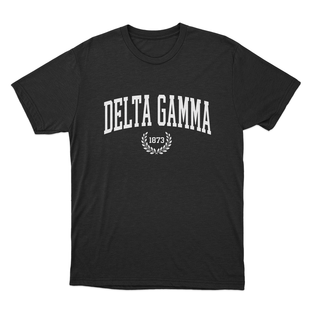 Delta Gamma 1873 Collegiate Unisex T Shirt Black Delta Gamma 1873 Collegiate Unisex T Shirt Black