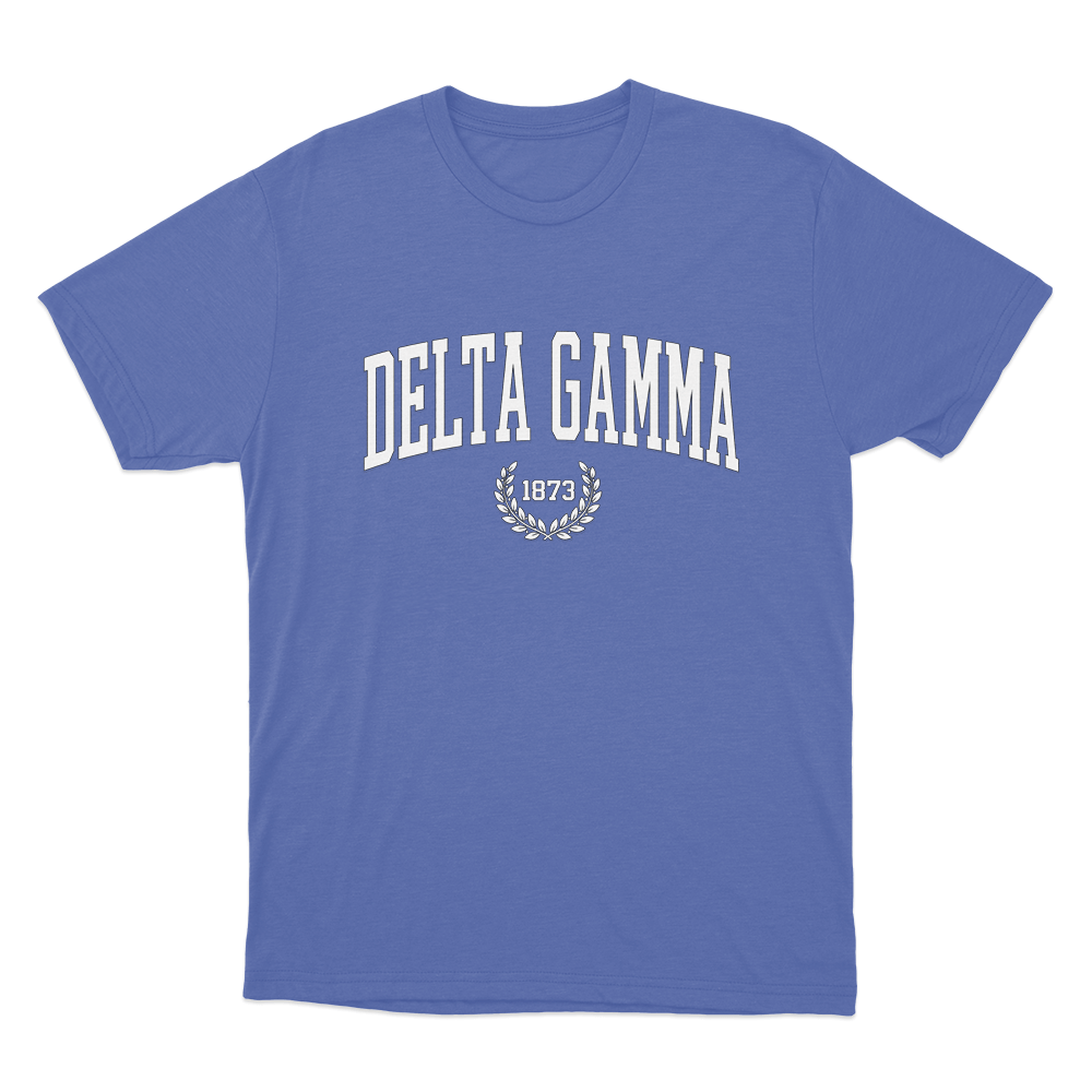 Delta Gamma 1873 Collegiate Unisex T Shirt Blue Delta Gamma 1873 Collegiate Unisex T Shirt Blue