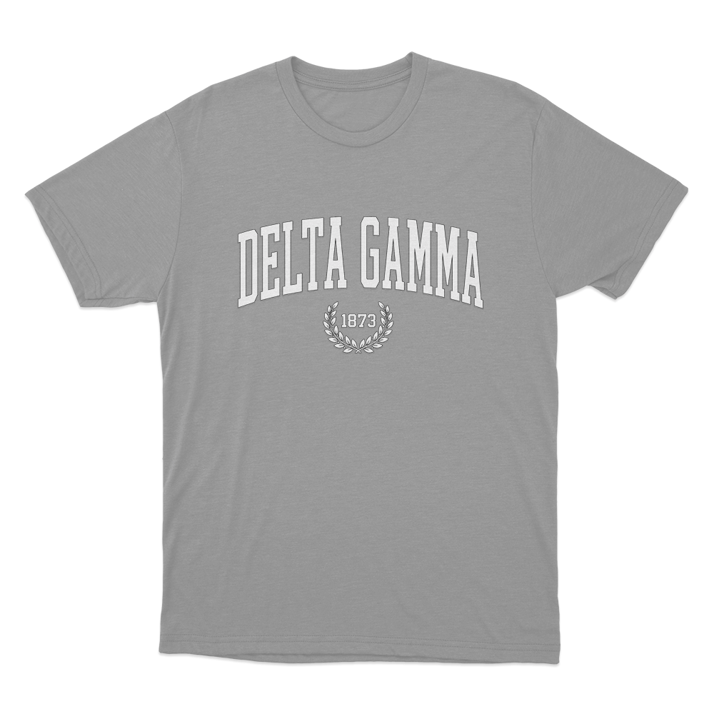 Delta Gamma 1873 Collegiate Unisex T Shirt Grey Delta Gamma 1873 Collegiate Unisex T Shirt Grey