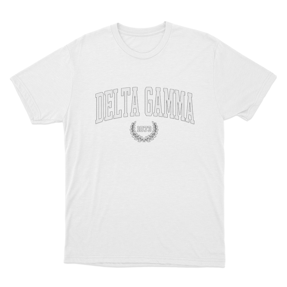 Delta Gamma 1873 Collegiate Unisex T Shirt White Delta Gamma 1873 Collegiate Unisex T Shirt White