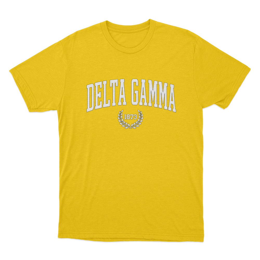 Delta Gamma 1873 Collegiate Unisex T Shirt Yellow Delta Gamma 1873 Collegiate Unisex T Shirt Yellow