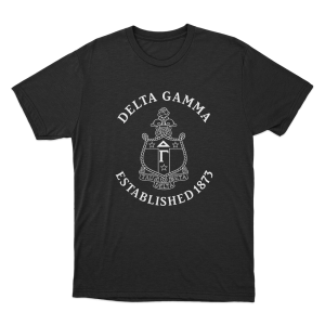 Delta Gamma Established 1873 Crest Unisex T Shirt Black