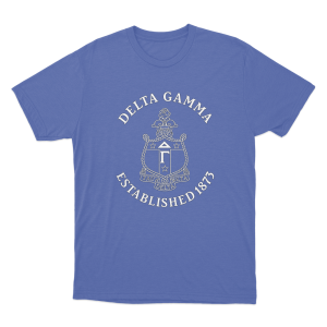 Delta Gamma Established 1873 Crest Unisex T Shirt Blue